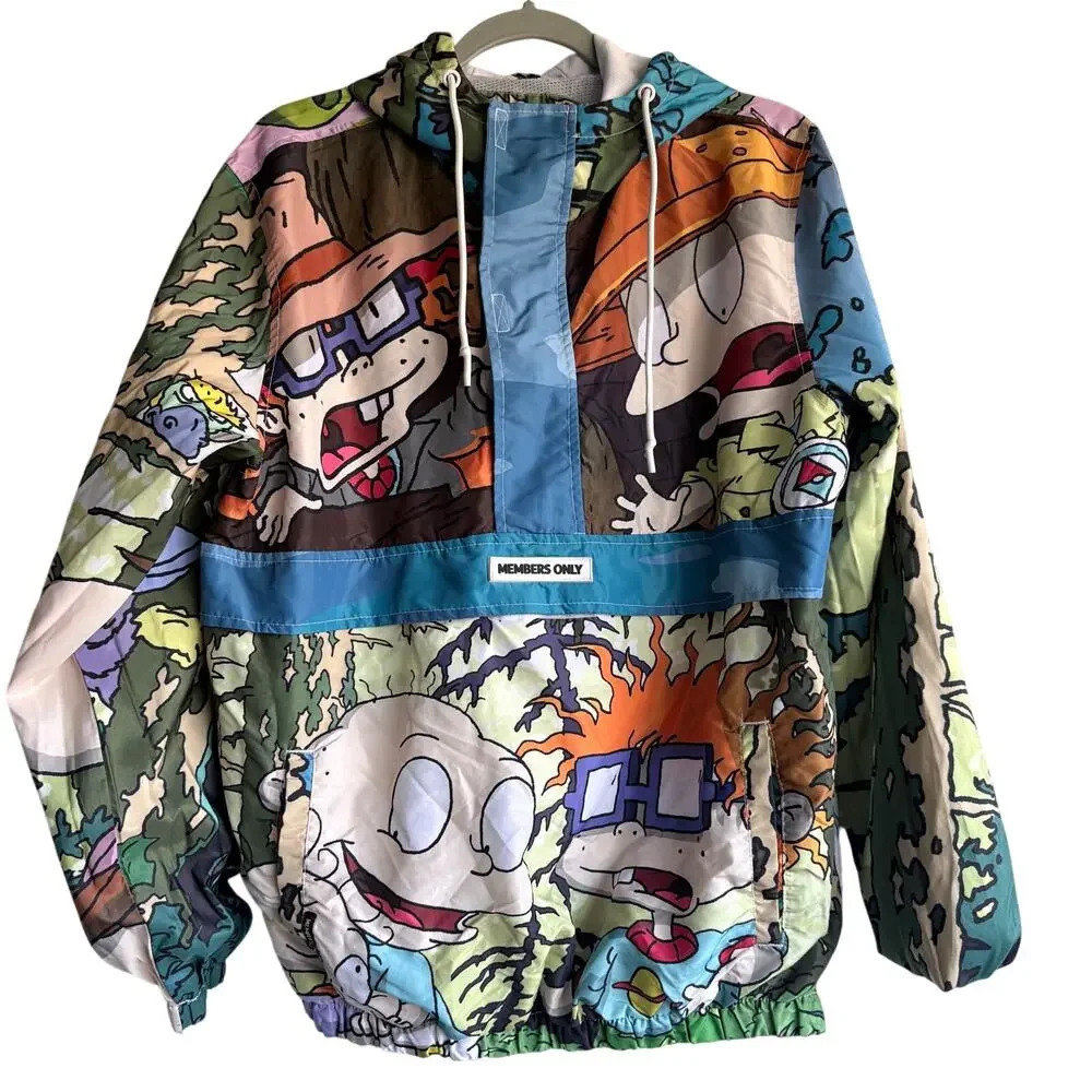 NICKELODEON X MEMBERS ONLY Mens 1/2 zip Jacket Medium RUGRATS windbreaker Y2K